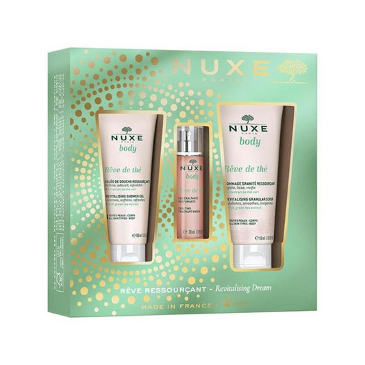 Nuxe Body Rêve de Thé Revitalising Dream Gift Set 30ml Exalting Fragrant Water + 100ml Revitalising Shower Gel + 150ml Revitalising Granular Scrub