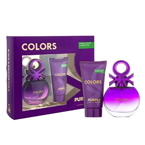 Colors De Benetton Purple For Her Gift Set EDT Spray 50ml+Body Lotion 50ml